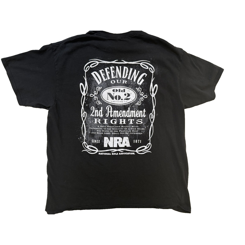 NRA Shirt Mens LG Black Graphic 2nd Amendment Defending Rights Tee Patriotic Y2K
